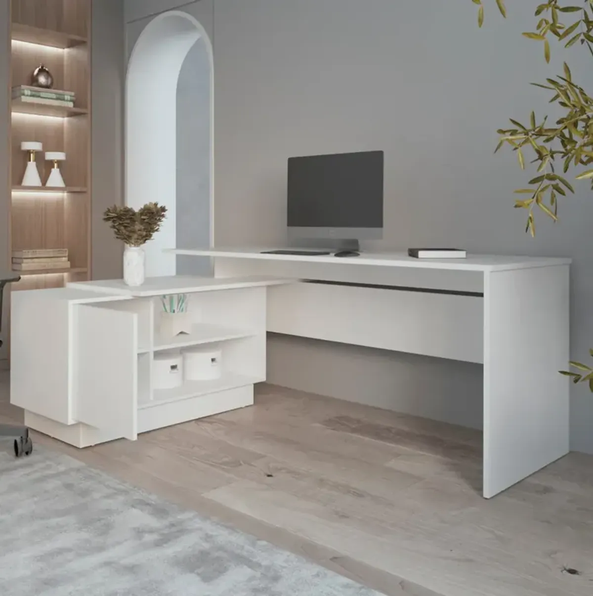 L-Shaped Desk Farrell, Office, White