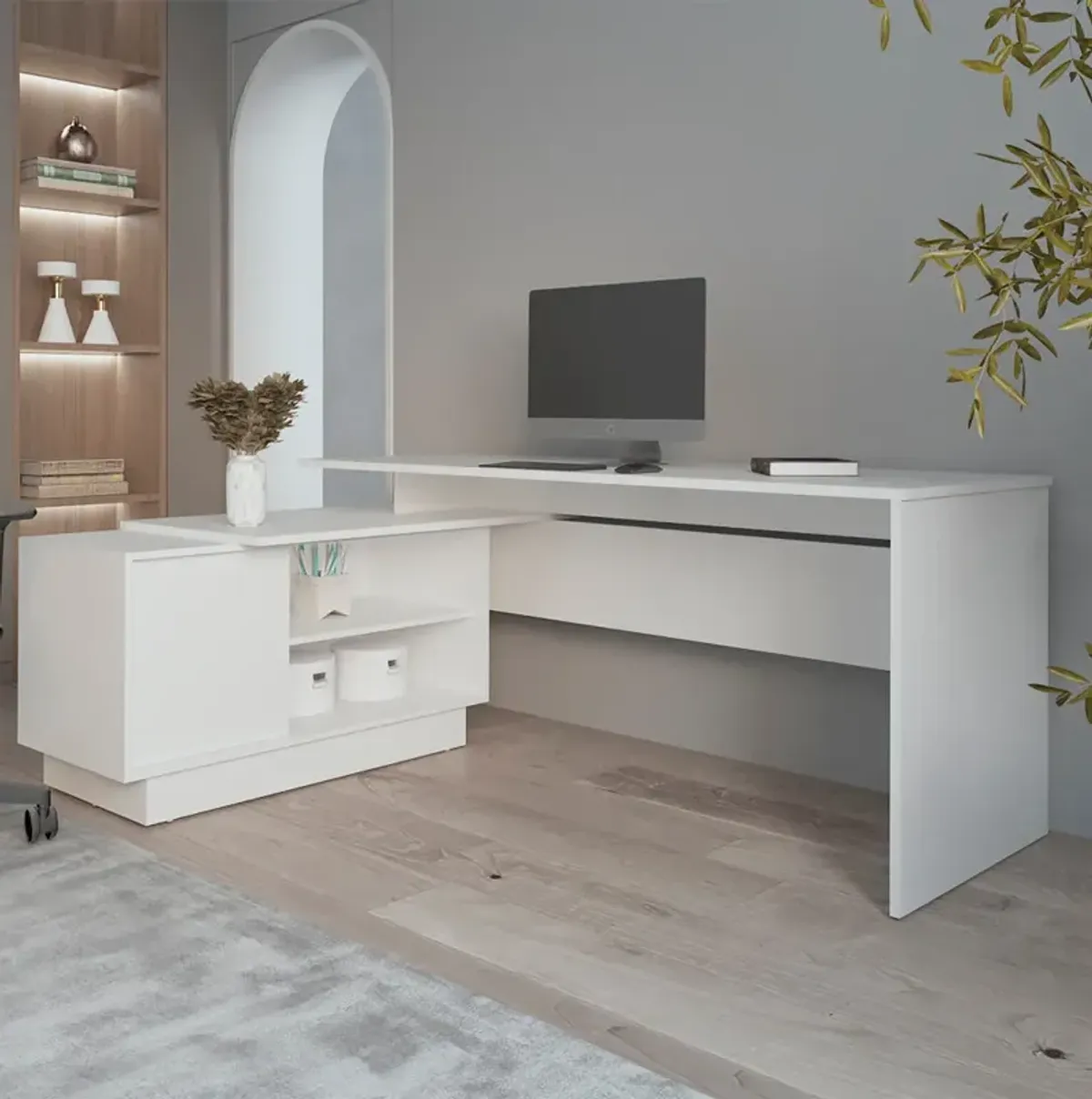 L-Shaped Desk Farrell, Office, White