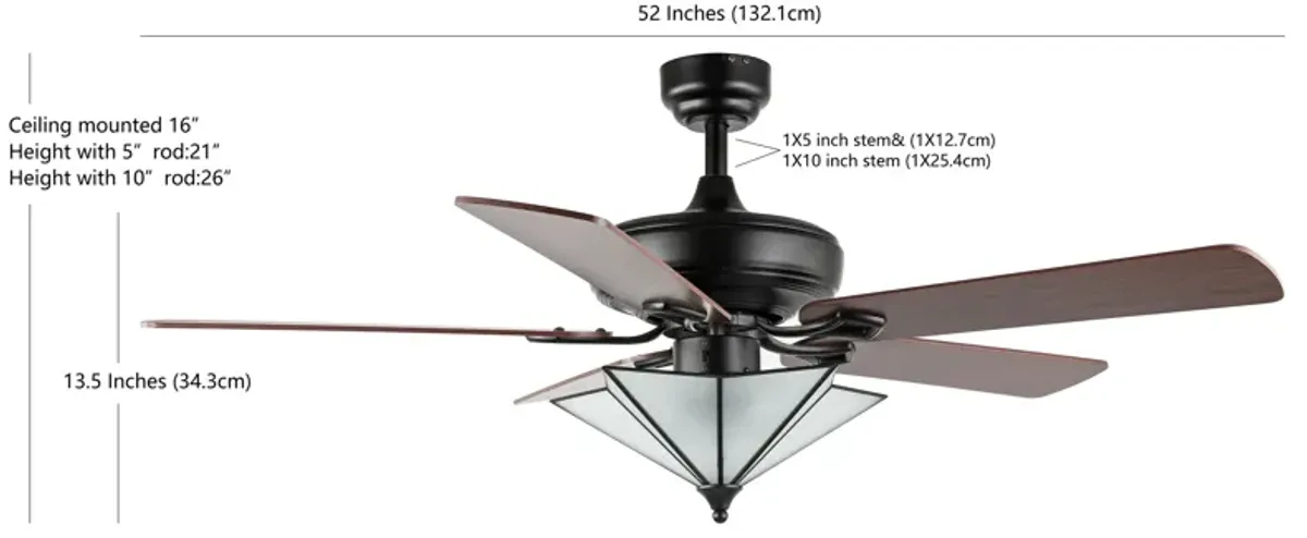 Moravia 5-Light Farmhouse Rustic Iron Star Shade LED Ceiling Fan With Remote