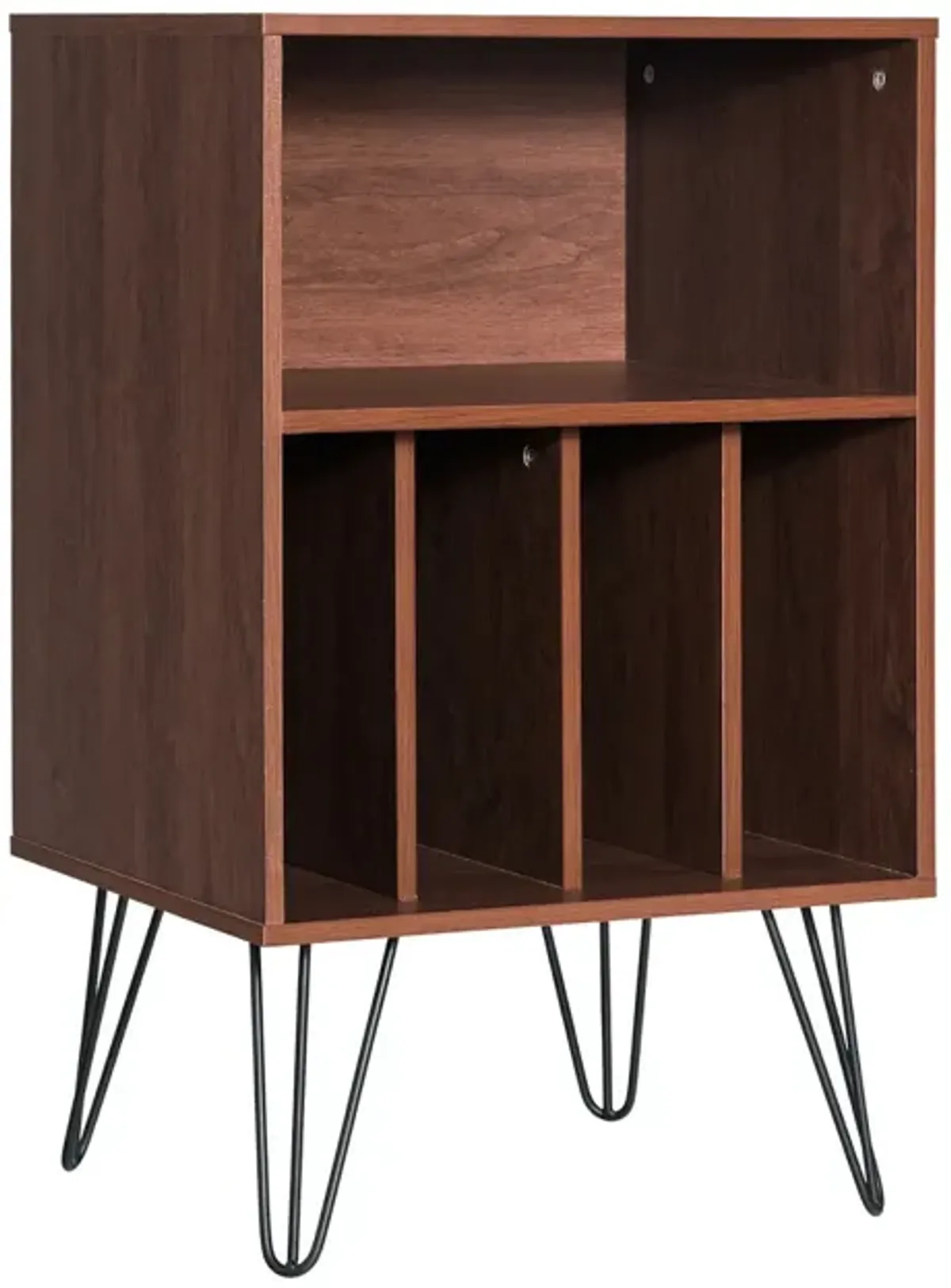 Freestanding Record Player Stand Record Storage Cabinet with Metal Legs