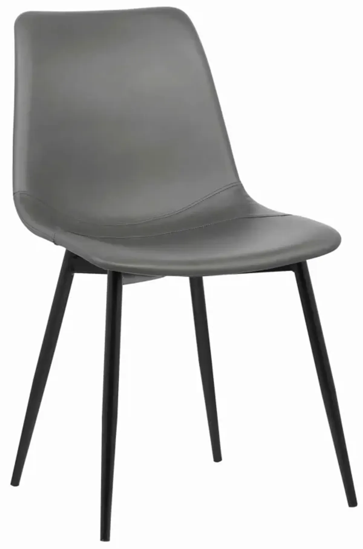 Leatherette Dining Chair with Bucket Seat and Metal Legs, Gray and Black-Benzara