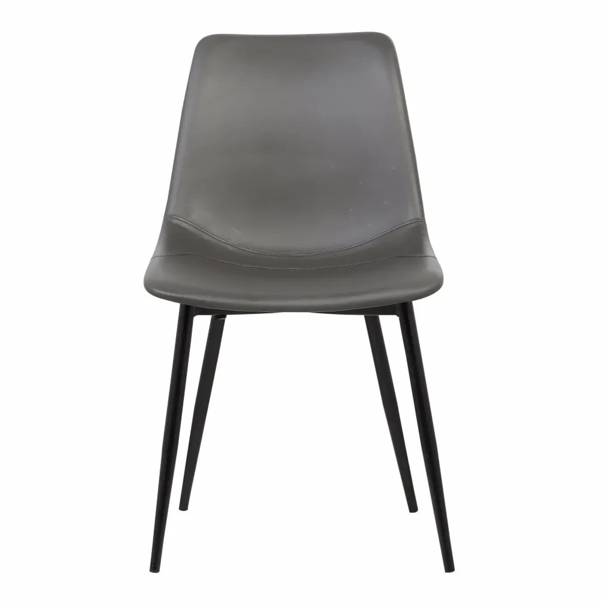 Leatherette Dining Chair with Bucket Seat and Metal Legs, Gray and Black-Benzara