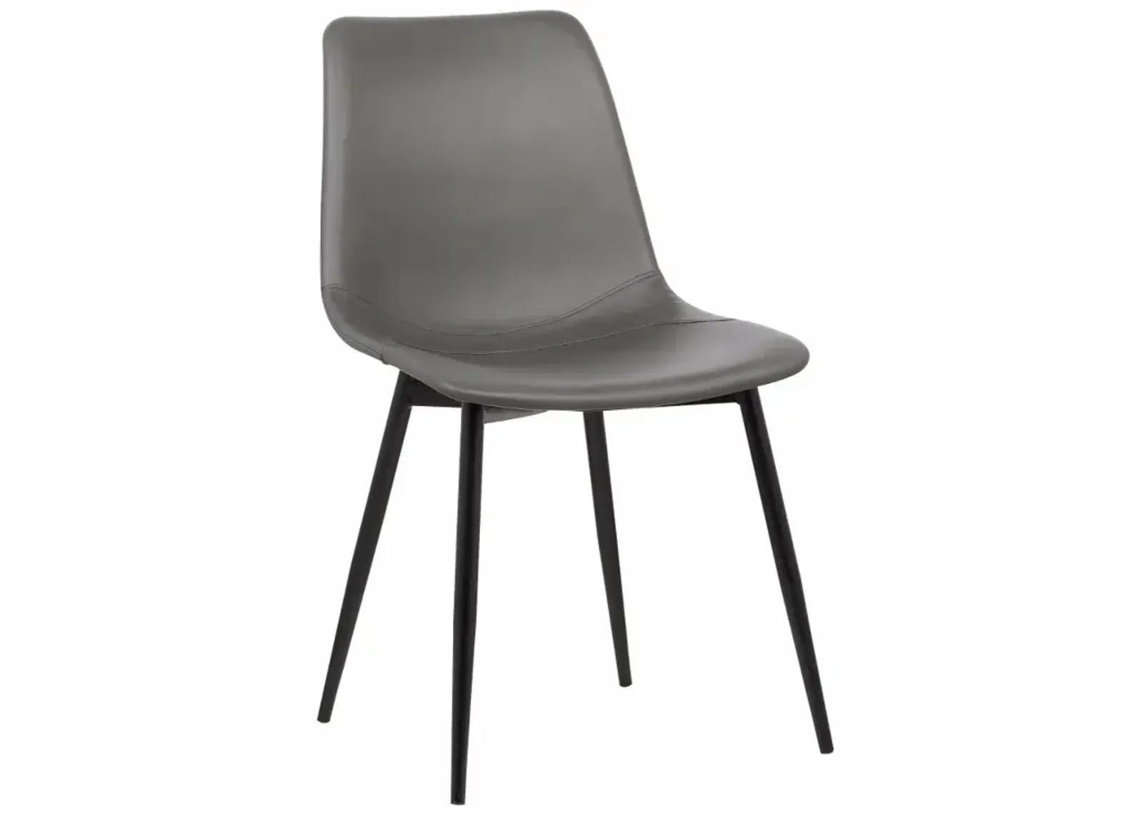 Leatherette Dining Chair with Bucket Seat and Metal Legs, Gray and Black-Benzara