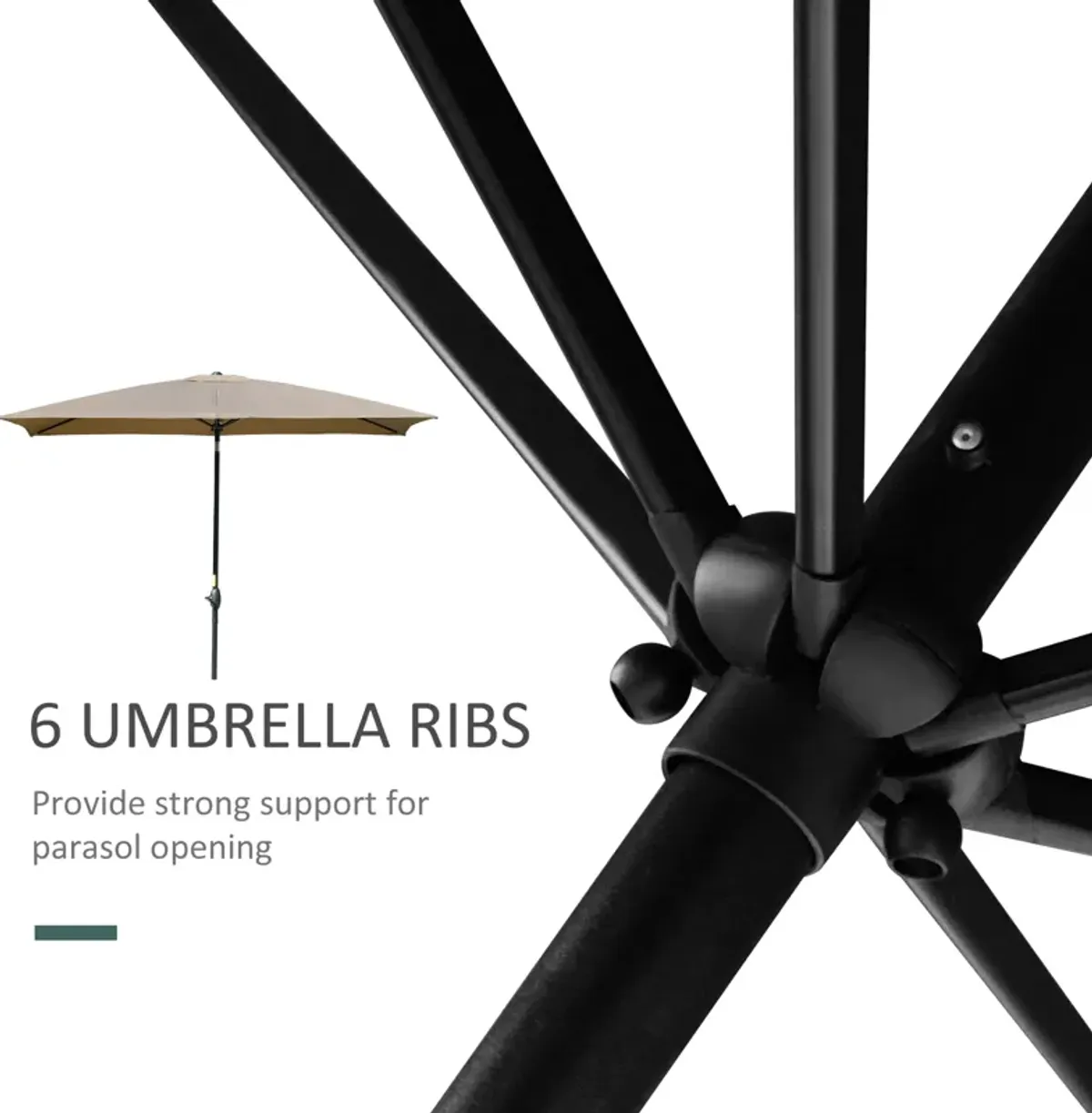 Coffee Patio Shade: 6.6x10 ft Rectangular Market Umbrella