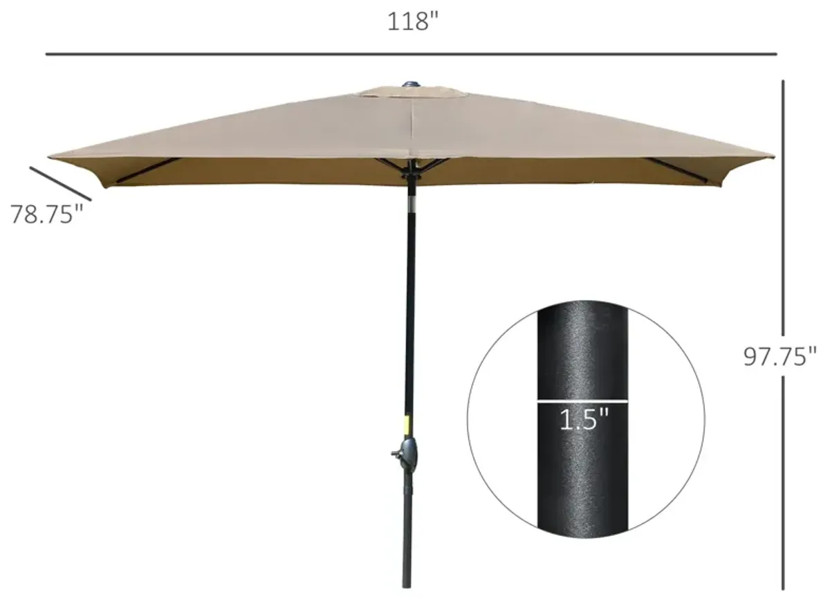 Coffee Patio Shade: 6.6x10 ft Rectangular Market Umbrella