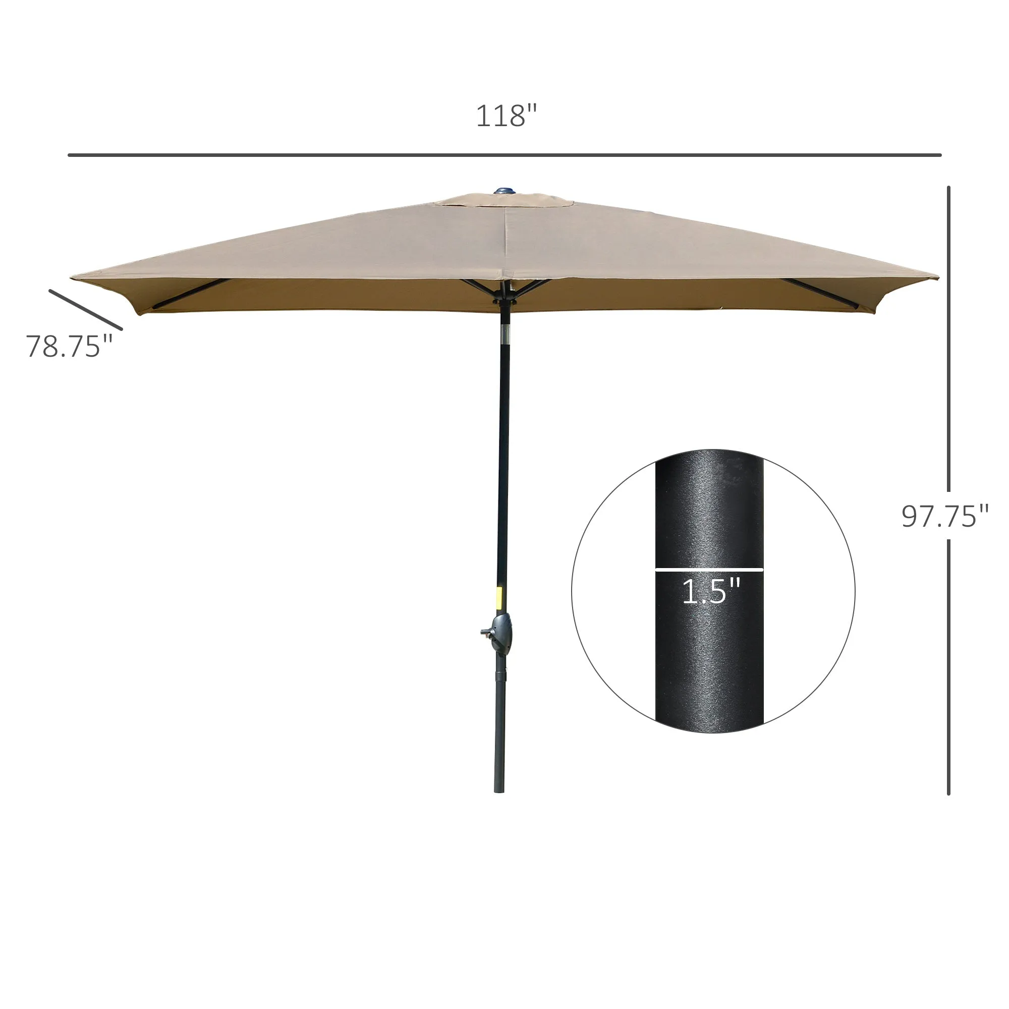 Coffee Patio Shade: 6.6x10 ft Rectangular Market Umbrella