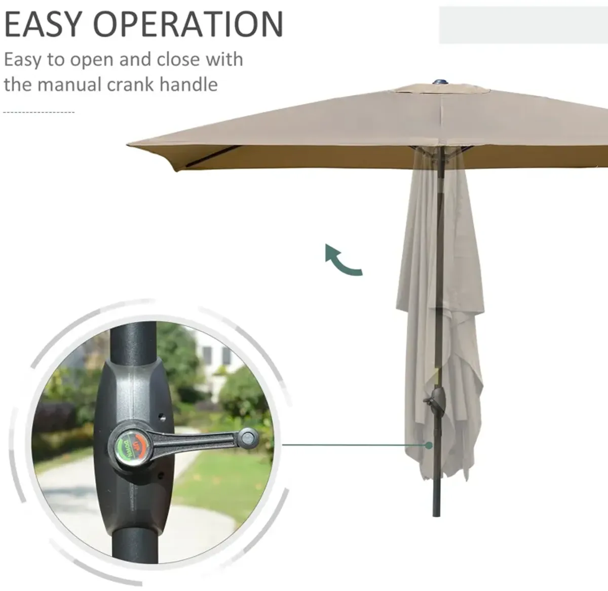 Coffee Patio Shade: 6.6x10 ft Rectangular Market Umbrella