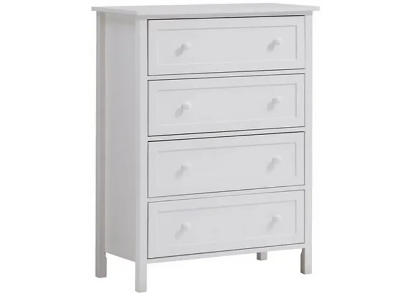 Mio 46 Inch 4 Drawer Tall Dresser Chest, Solid Wood, Glossy White - Benzara