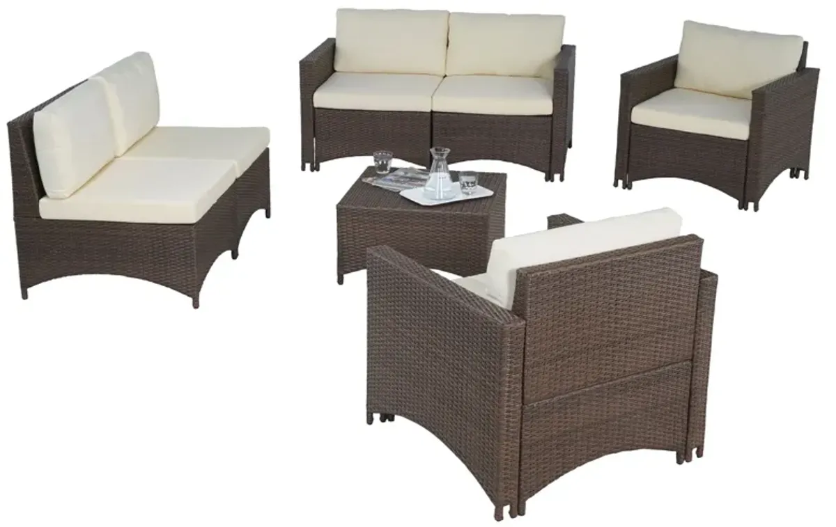 Studio Shine Collection loveseat, 2 Armchairs and 2 armless chairs and coffee table conversation set