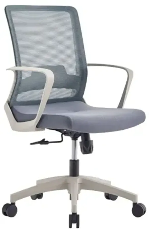 Brynn Swivel Adjustable Height Fixed Armrest Office Chair Smokey Oak And White