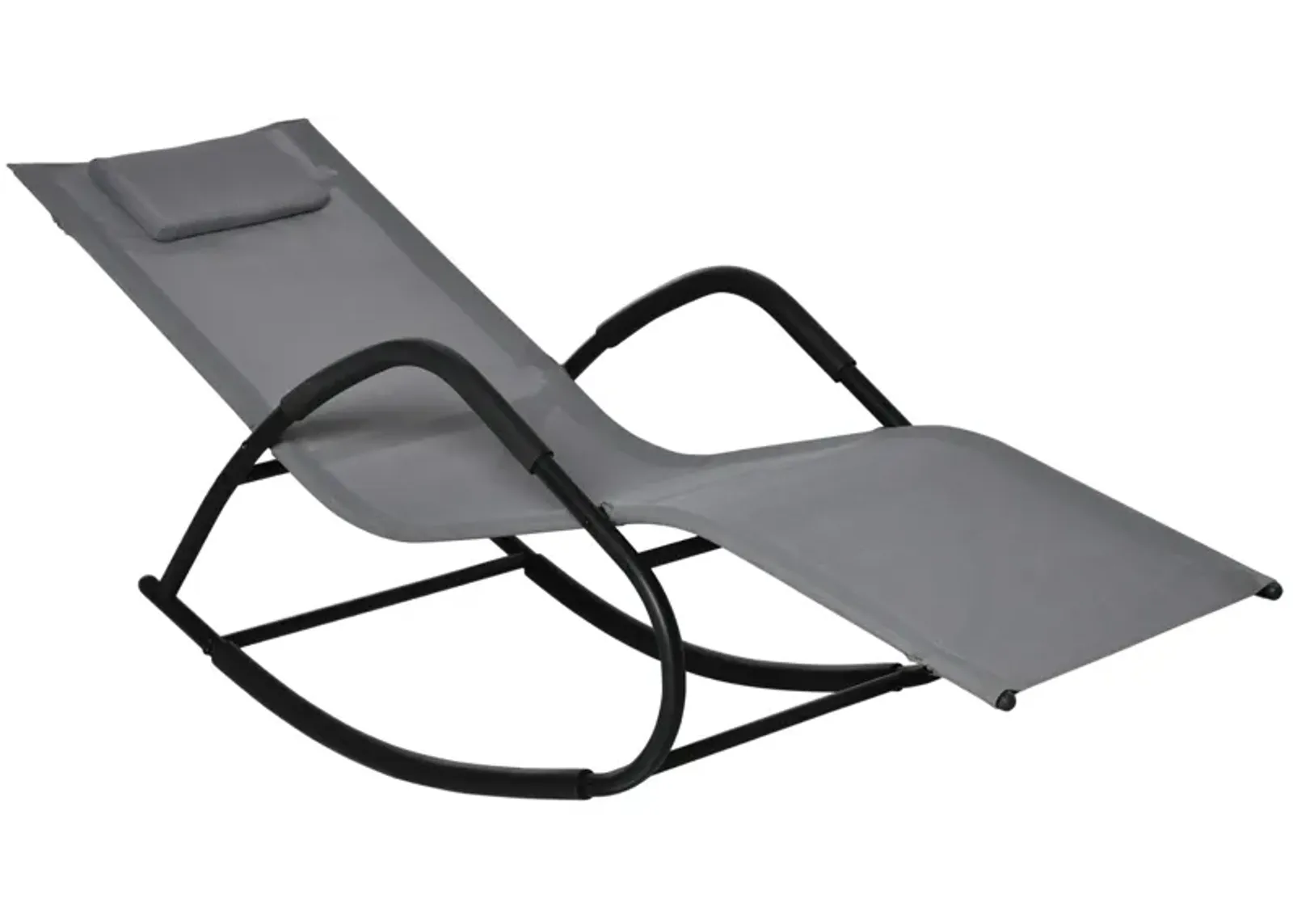 Gray Outdoor Lounger: Zero-Gravity Rocking Sun Chair for Poolside