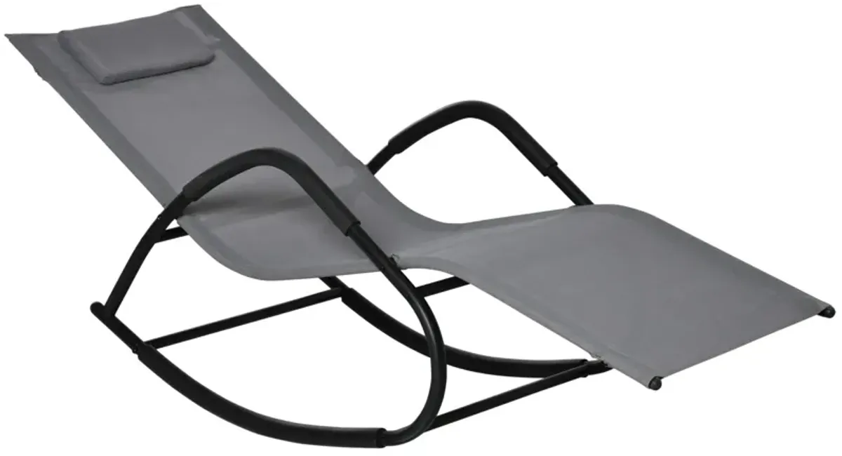 Gray Outdoor Lounger: Zero-Gravity Rocking Sun Chair for Poolside