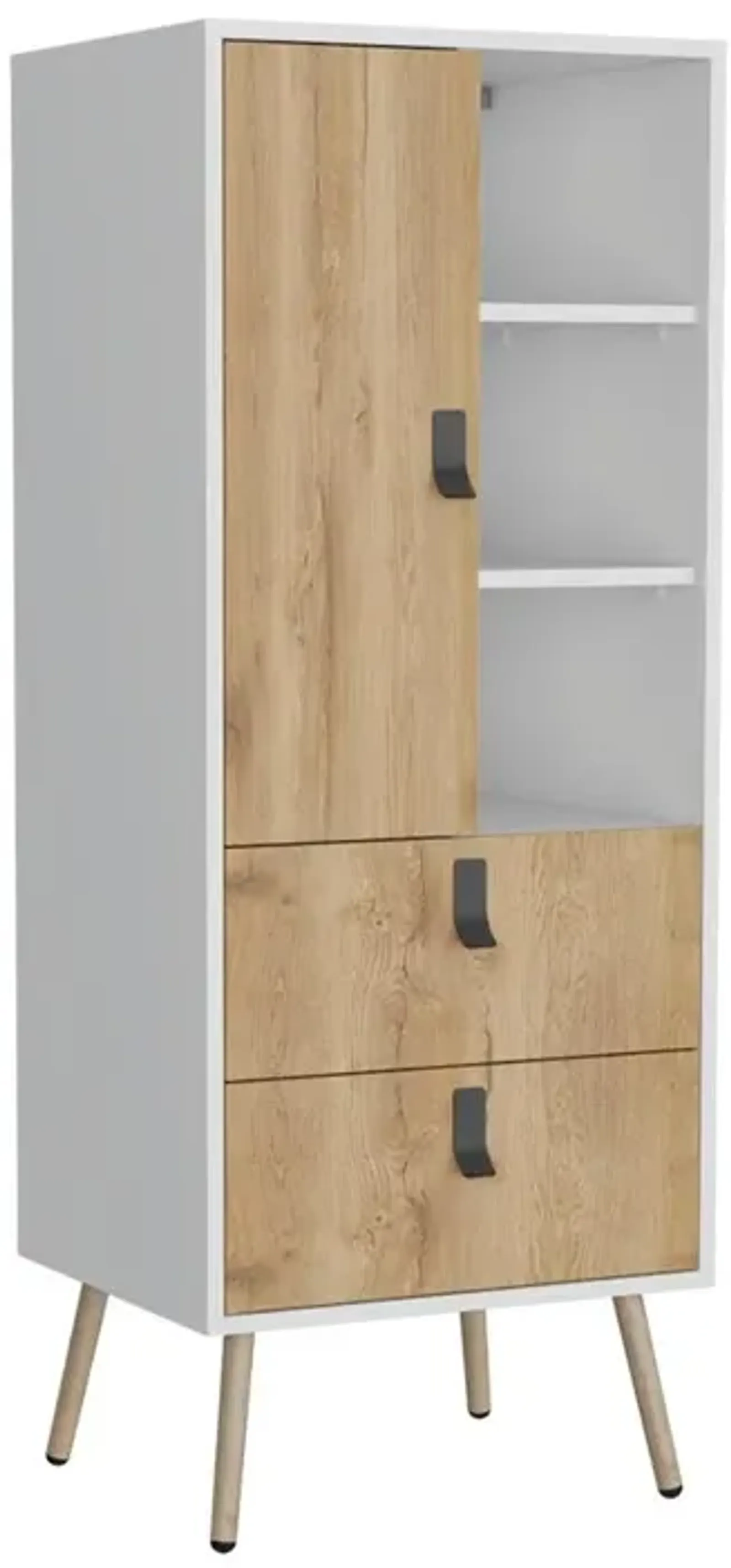 Dresser Stylish Bedroom Storage Solution with 3 Shelves, 2 Drawers, and 1 Door