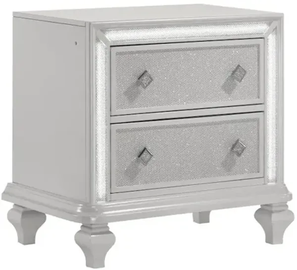 New Classic Furniture Stardust Wood 2-Drawer Nightstand, White