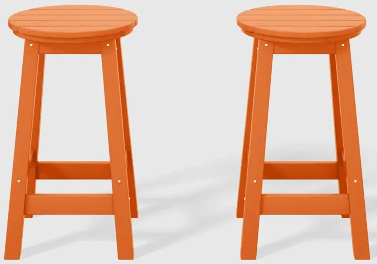 WestinTrends 24" HDPE Outdoor Patio Round Counter Height Bar Stool Set of 2