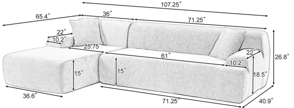 Merax  Modern L-Shape Modular Sectional Sofa