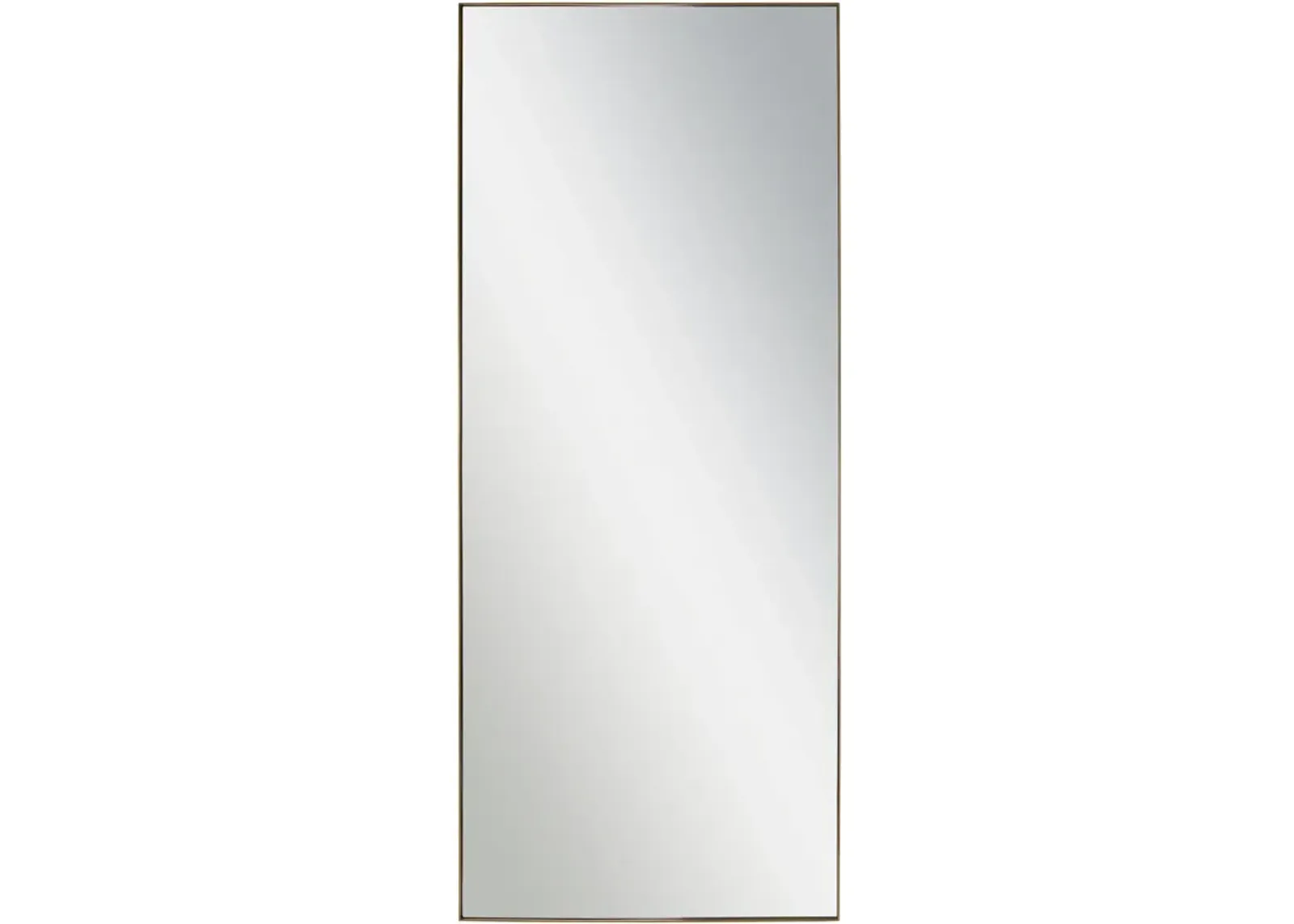 72" Antique Brass Glass Framed Rectangular Wall Mirror