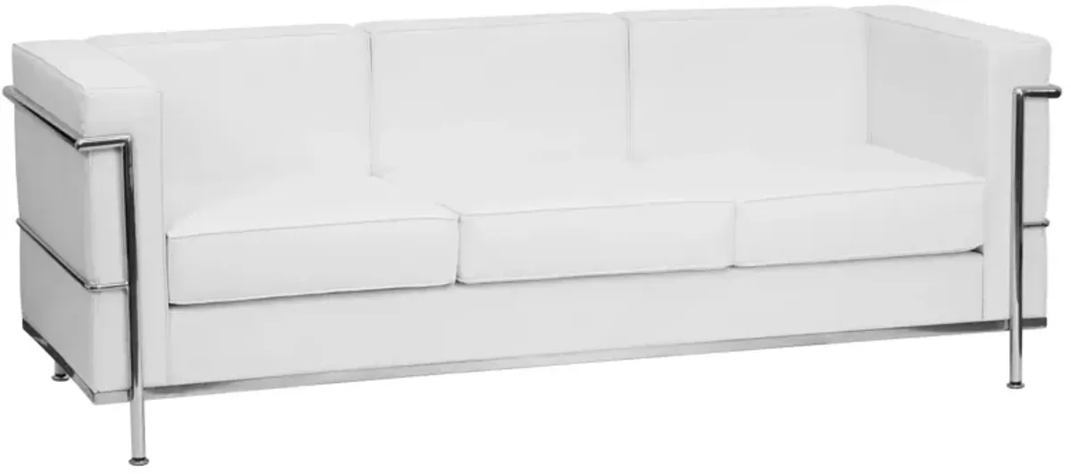 Flash Furniture HERCULES Regal Series Contemporary White LeatherSoft Sofa with Encasing Frame