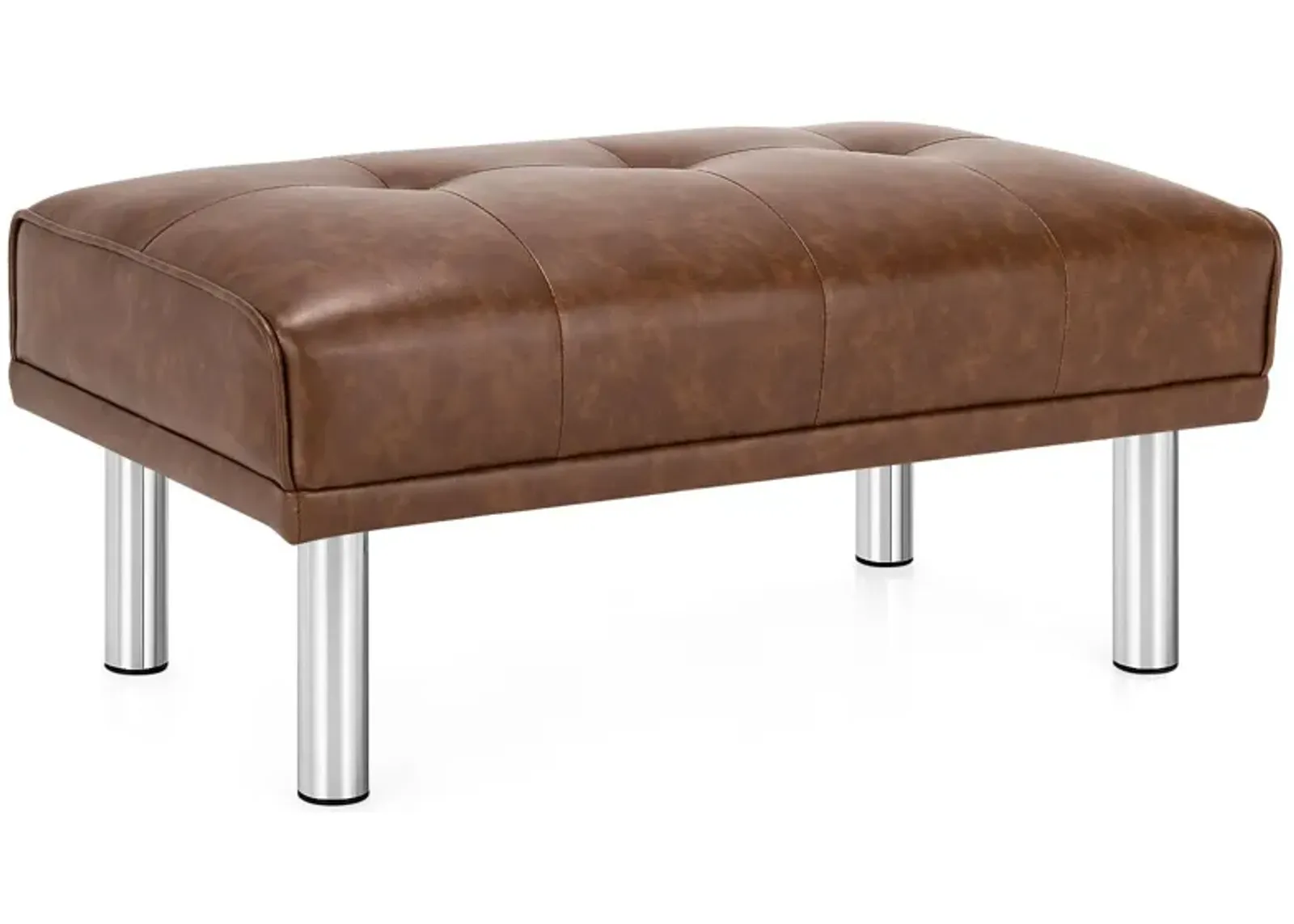 Rectangle Tufted Ottoman with Stainless Steel Legs for Living Room