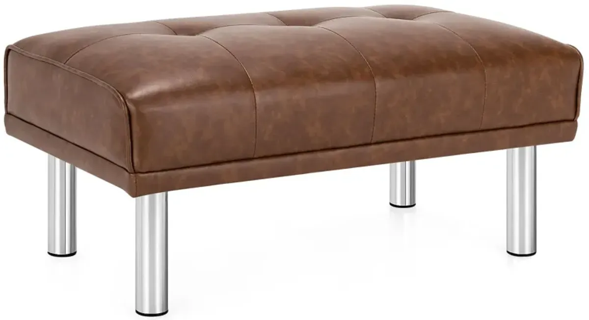 Rectangle Tufted Ottoman with Stainless Steel Legs for Living Room