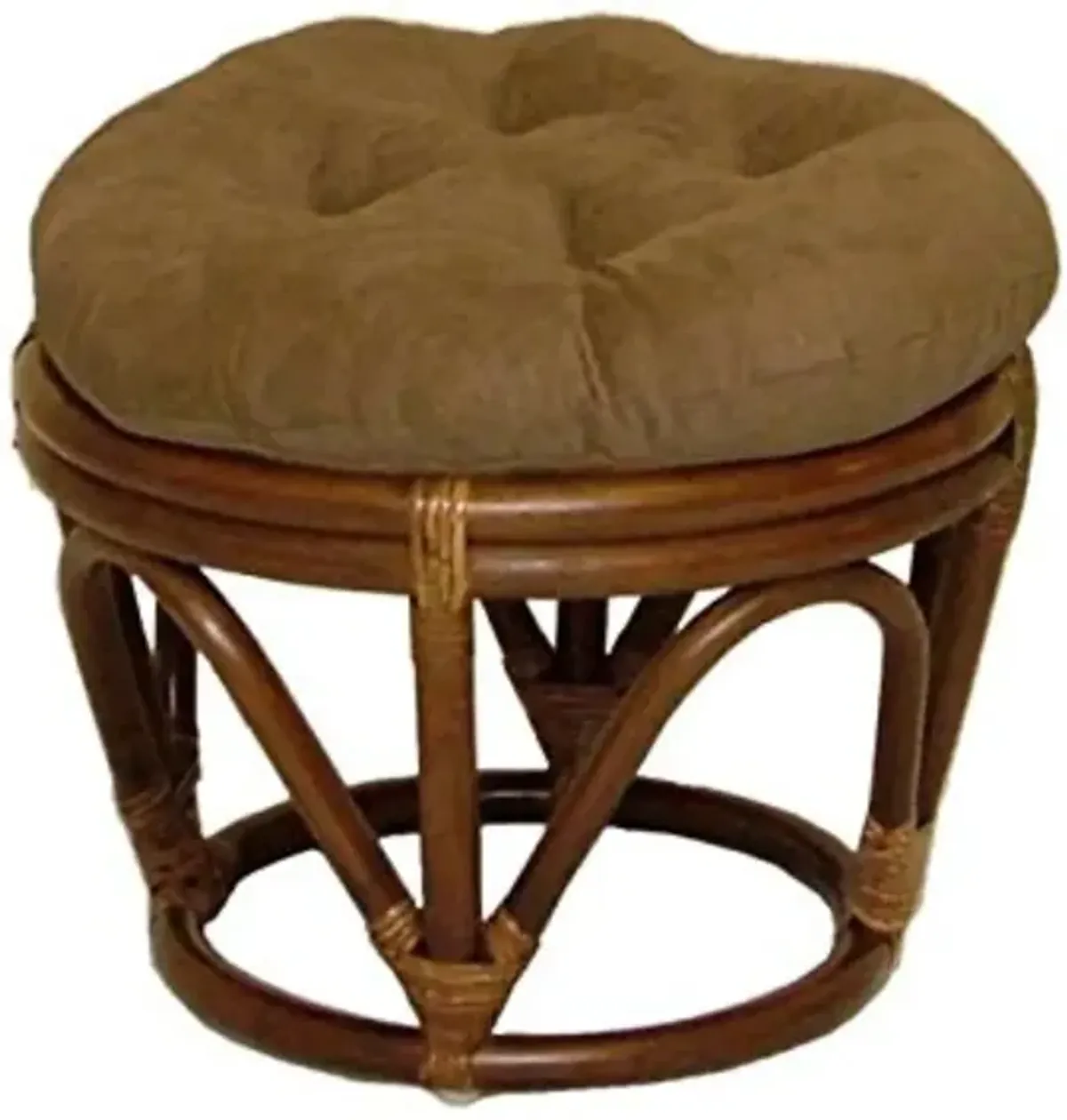 International Caravan Furniture Piece Rattan Ottoman with Micro Suede Cushion