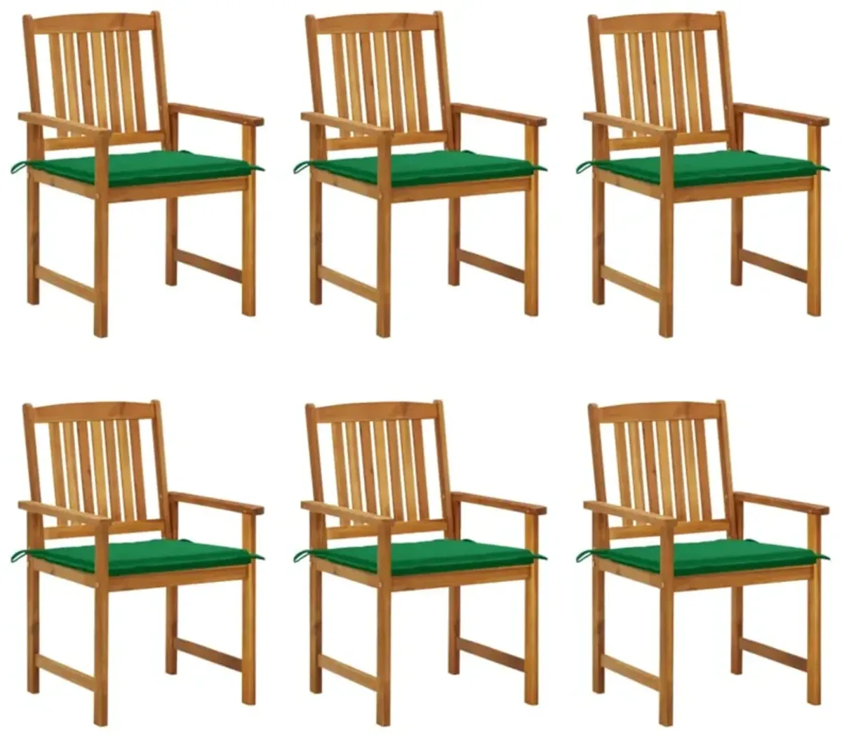 vidaXL Patio Chairs with Cushions 6 pcs Solid Acacia Wood