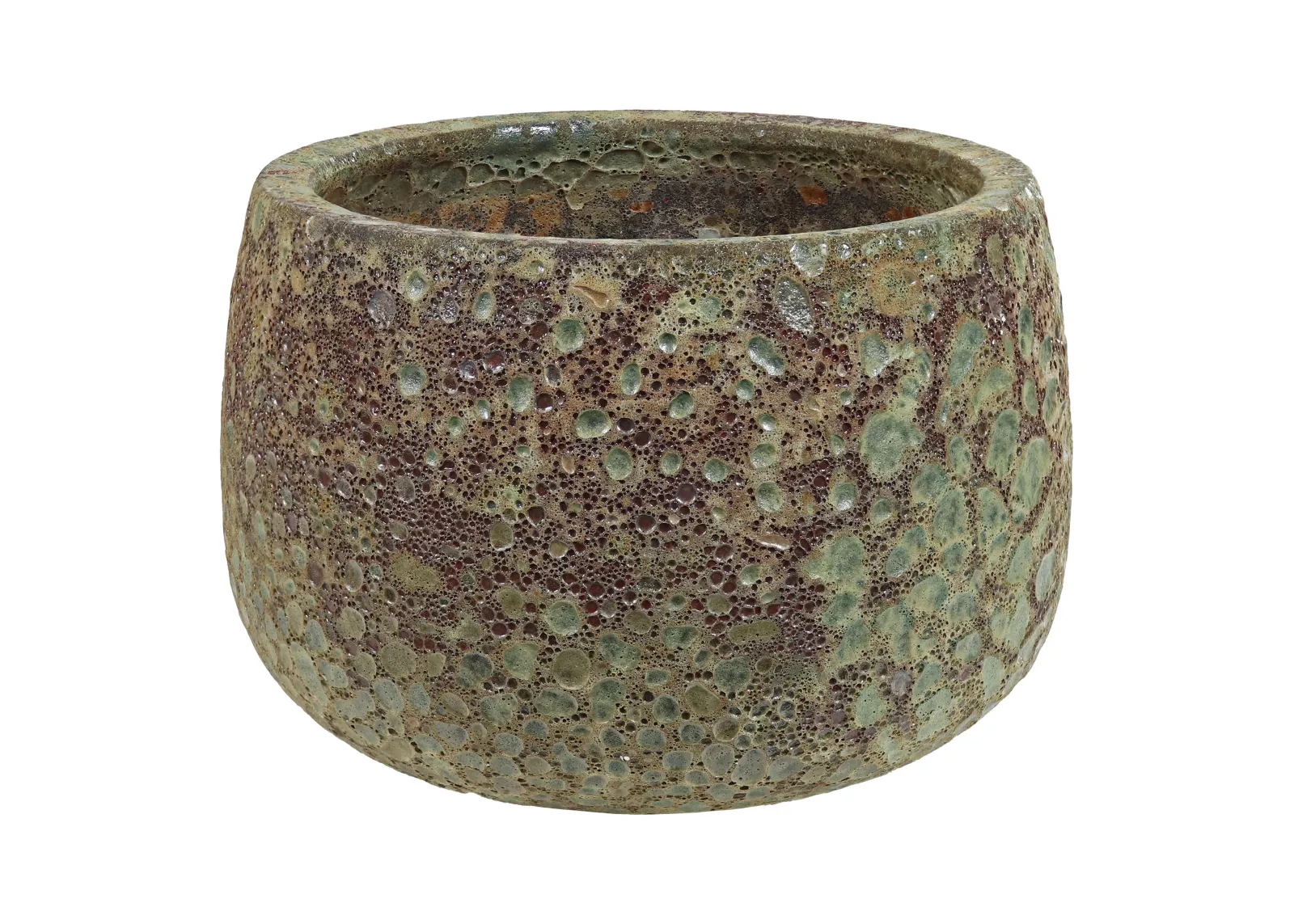 Sunnydaze 14" Lava Finish Planter - Green Distressed Ceramic - 2-Pack