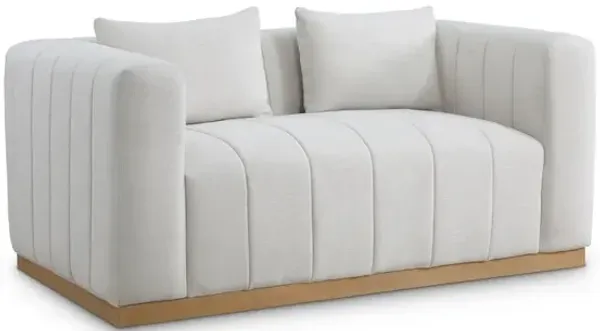 Meridian Furniture Lucia Cream Linen Textured Fabric Loveseat