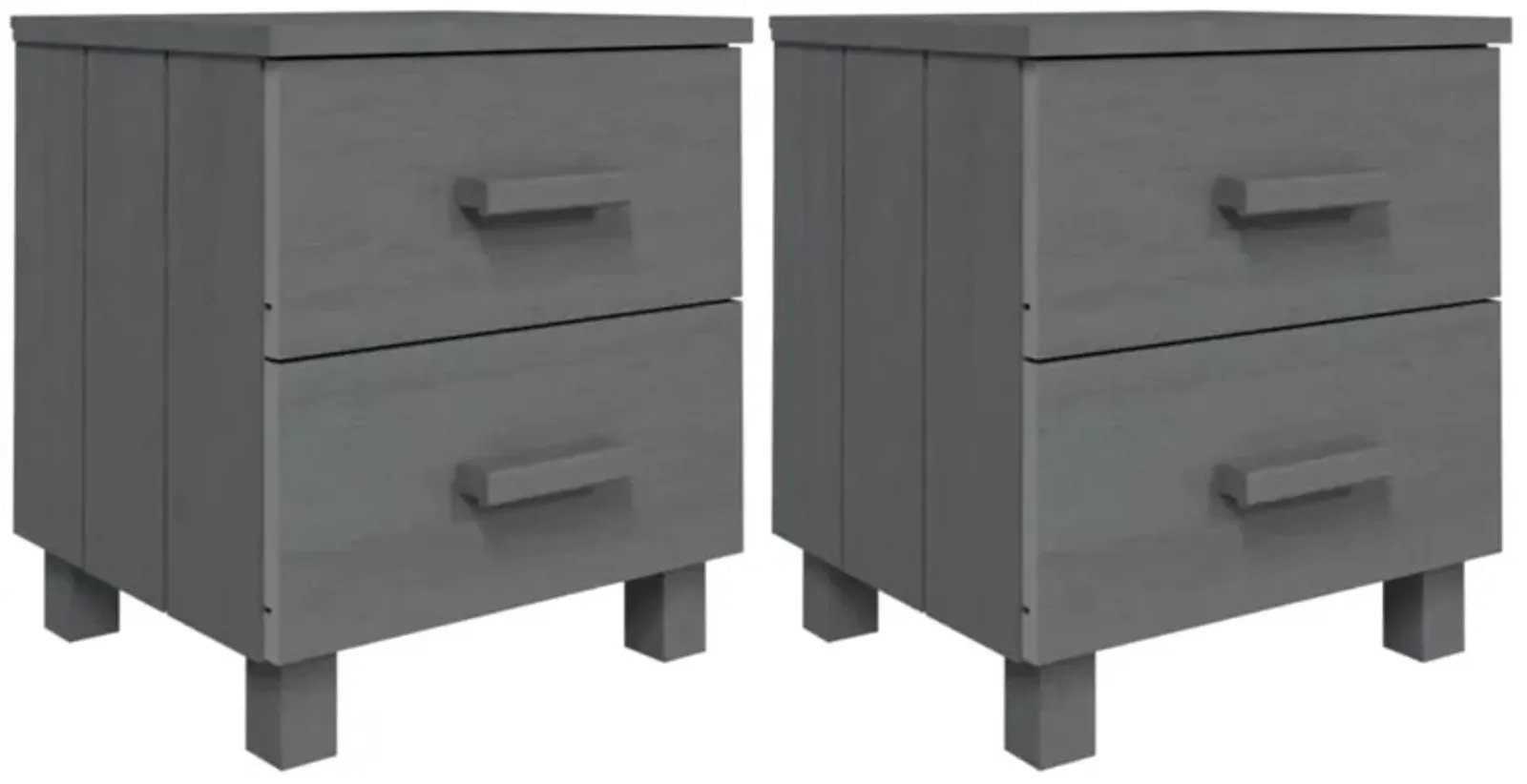 vidaXL HAMAR Solid Pinewood Bedside Cabinets, Dark Gray, 15.7"x13.8"x17.5", with Smooth Sliding Drawers