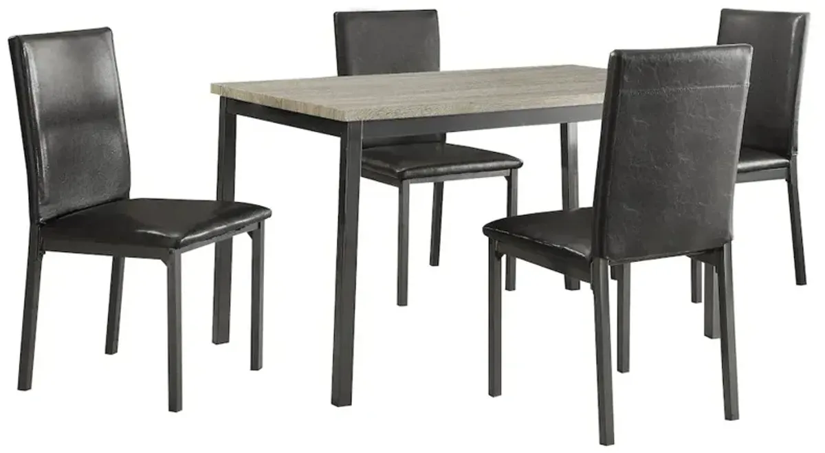 Garza 5-piece Rectangular Dining Table Set Black