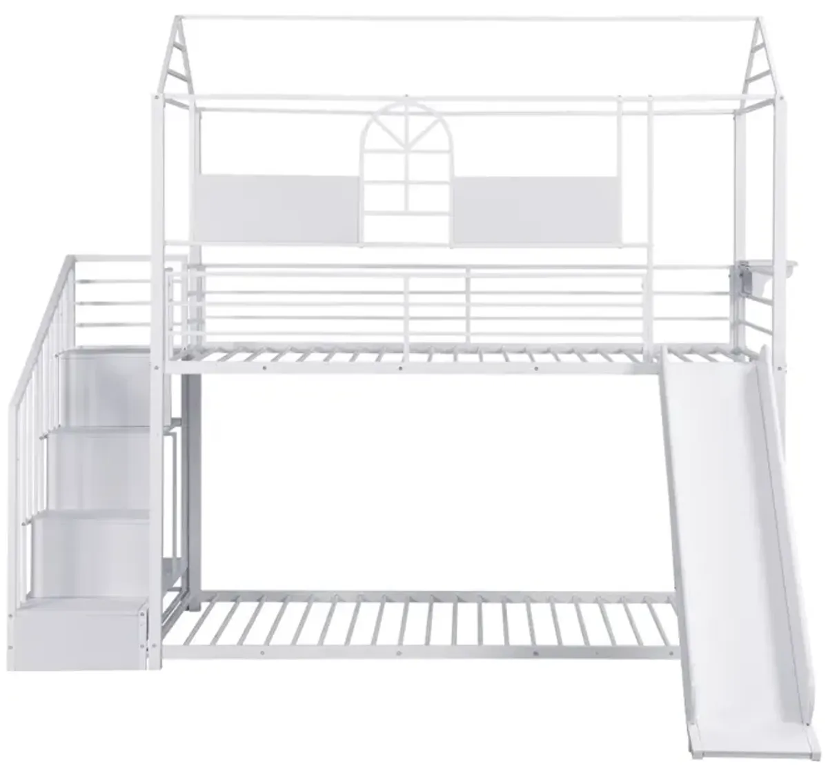 Metal Bunk Bed With Slide And Steps