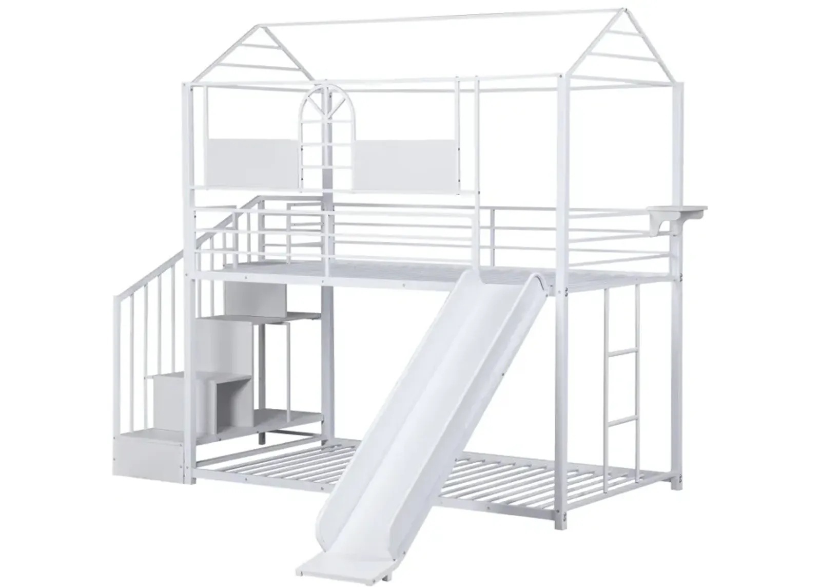 Metal Bunk Bed With Slide And Steps