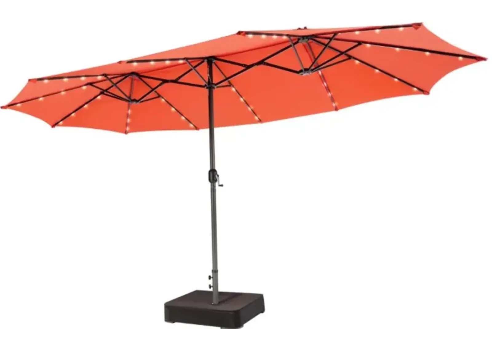 Hivvago 15 Feet Double-Sided Patio Umbrella with 48 LED Lights