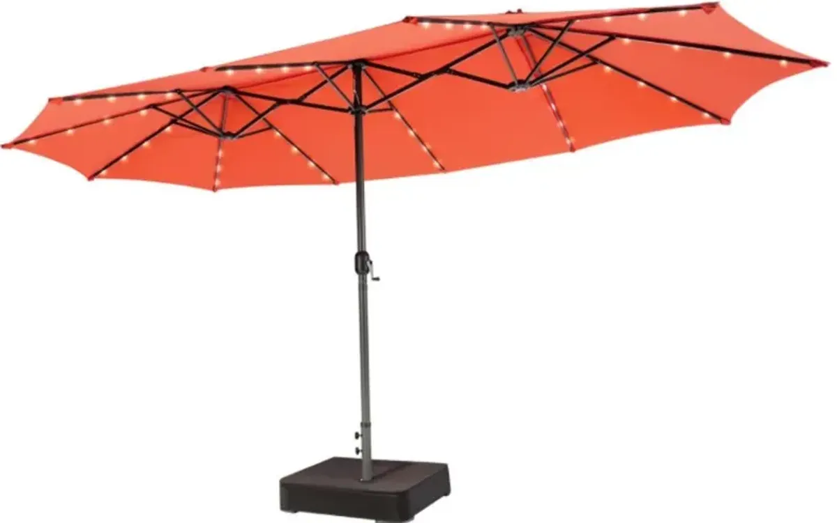 Hivvago 15 Feet Double-Sided Patio Umbrella with 48 LED Lights