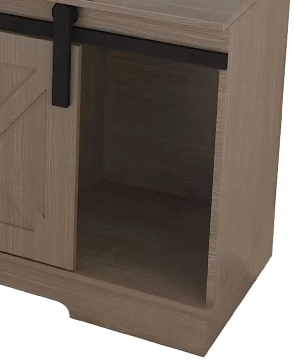 Jney 60 Inch TV Media Entertainment Console, 2 Sliding Barn Doors, Gray - Benzara