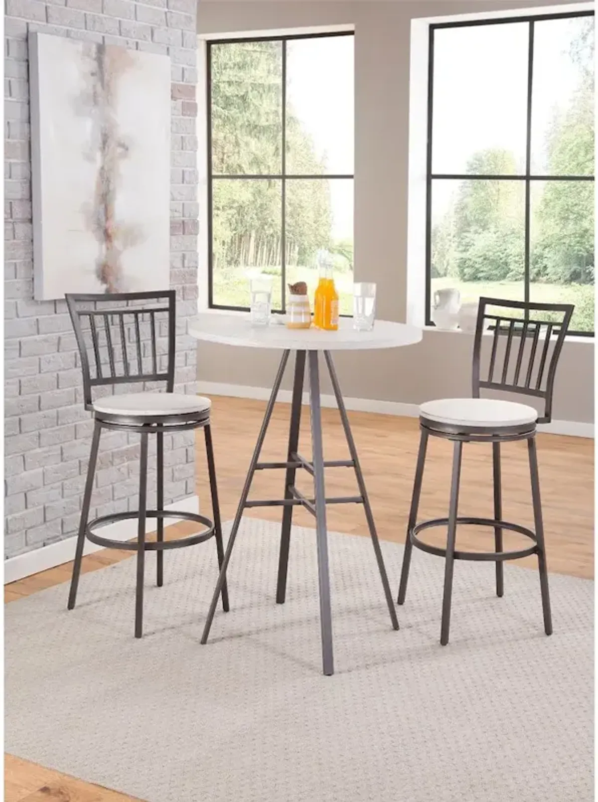 Stockton 30" Metal Swivel Stool - Slate Grey - White Oak Seat