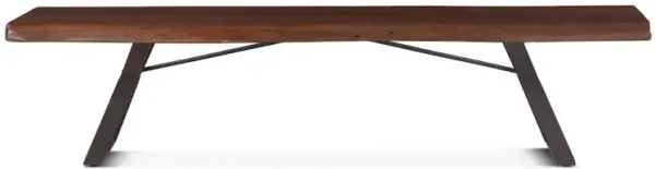 World Interiors Nottingham 90-Inch Acacia Wood Live Edge Dining Bench in Walnut Finish