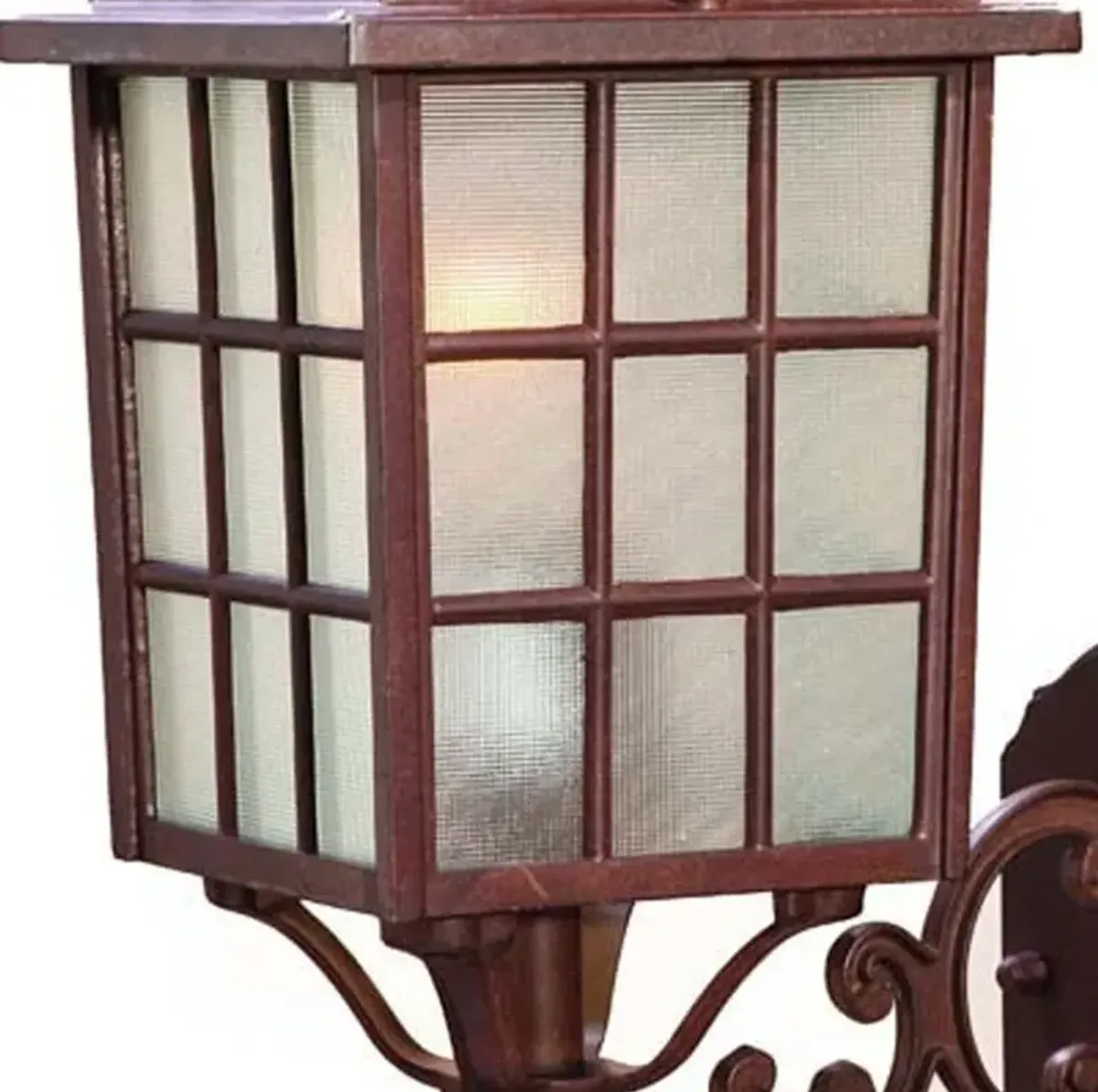 Hivvago Dark Brown Window Pane Lantern Wall Sconce