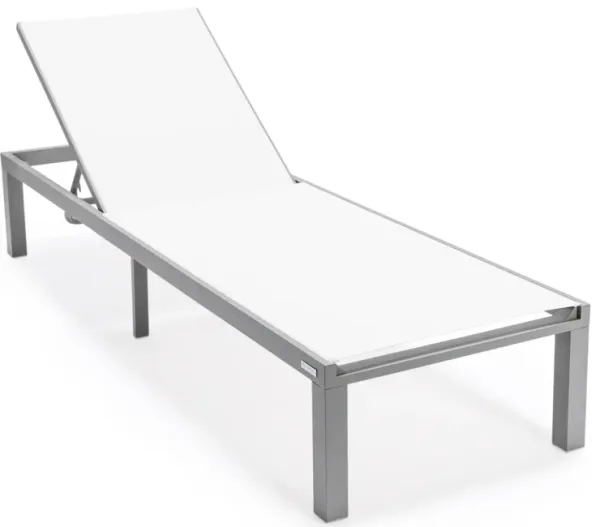 LeisureMod Marlin Patio Chaise Lounge Chair With Grey Aluminum Frame, Set of 2