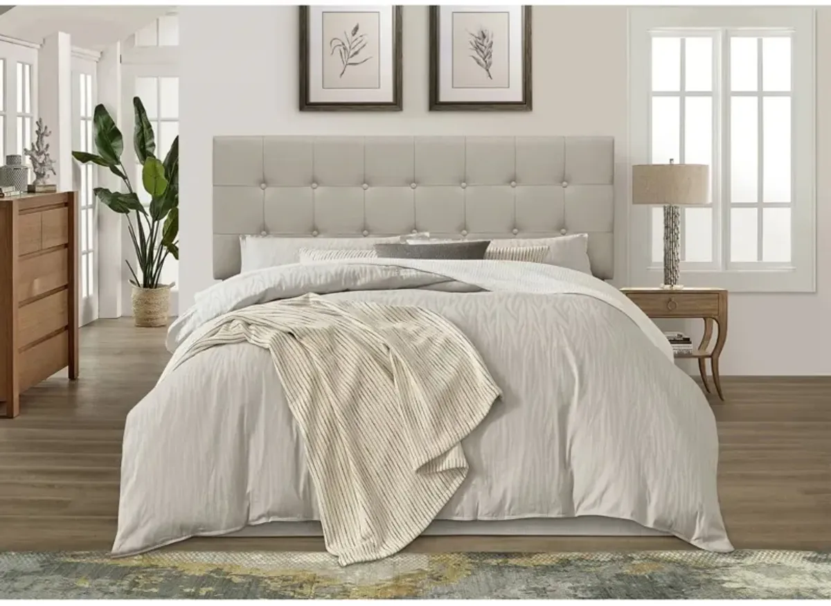 Hivvago Queen Button-Tufted Headboard in Light Grey Beige Taupe Upholstered Fabric