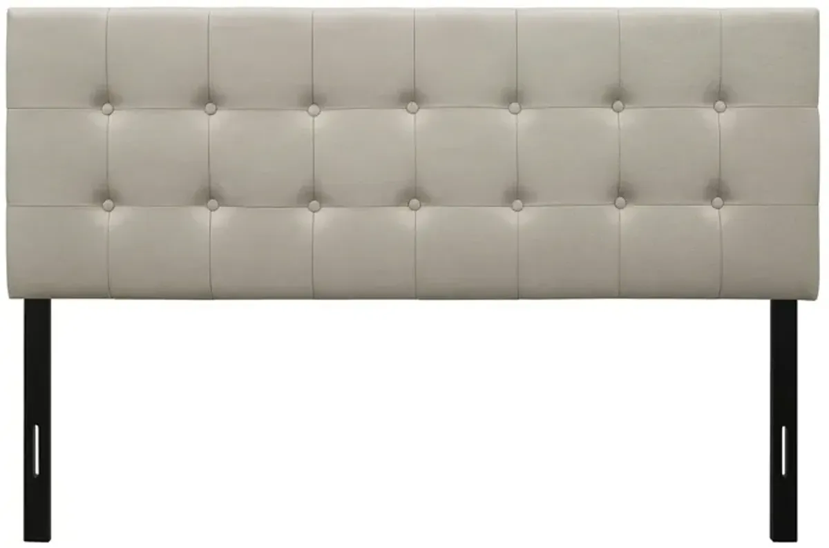 Hivvago Queen Button-Tufted Headboard in Light Grey Beige Taupe Upholstered Fabric