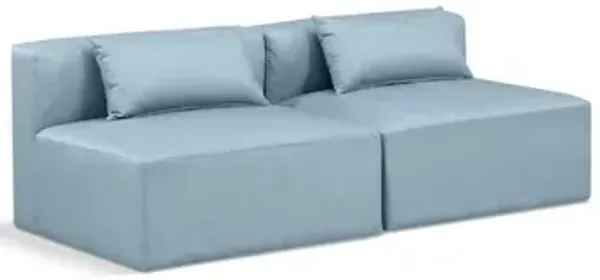 Meridian Furniture Cube Light Blue Vegan Leather Modular Sofa