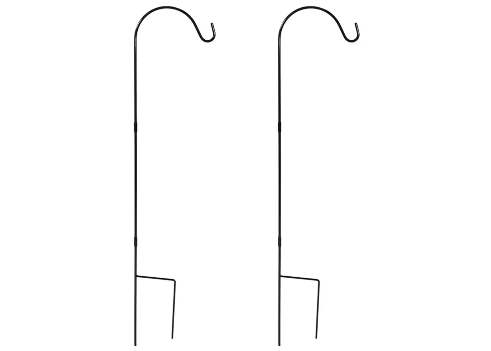 Sunnydaze Black Steel Hanging Single Shepherd Hooks - Set of 2