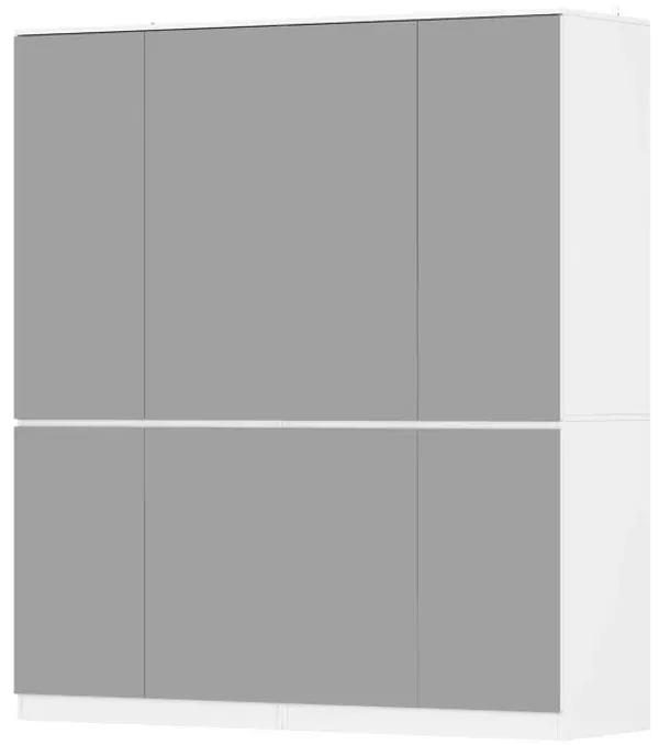 FUFU&GAGA 8-Door White Mirrored Wardrobe with True Glass Panels, Spacious Storage, and Modern Design, Ideal for Bedroom Organization, (63" L x 19.7" W x 70.9" H),Silver