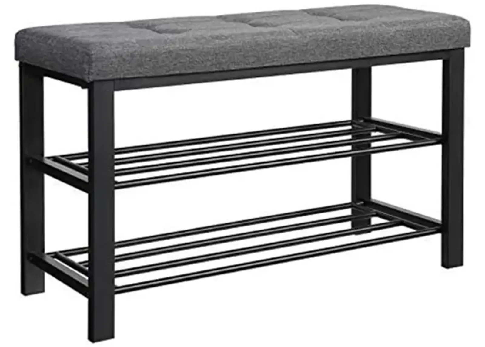 3-Tier Shoe Bench with Foam Padded Seat - Linen Storage Organizer with Metal Frame for Entryway