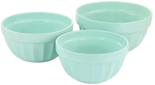 Martha Stewart 3 Piece Stoneware Bowl Set in Turquoise