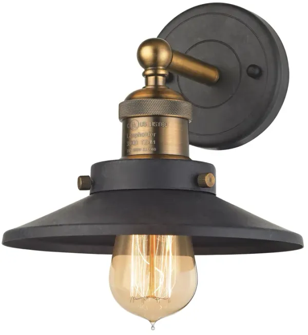 English Pub 8'' High 1-Light Antique Brass Sconce