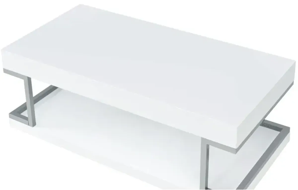 Aspers Coffee Table, White High Gloss & Chrome