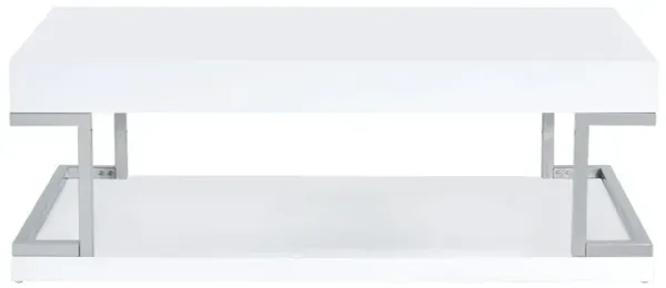 Aspers Coffee Table, White High Gloss & Chrome