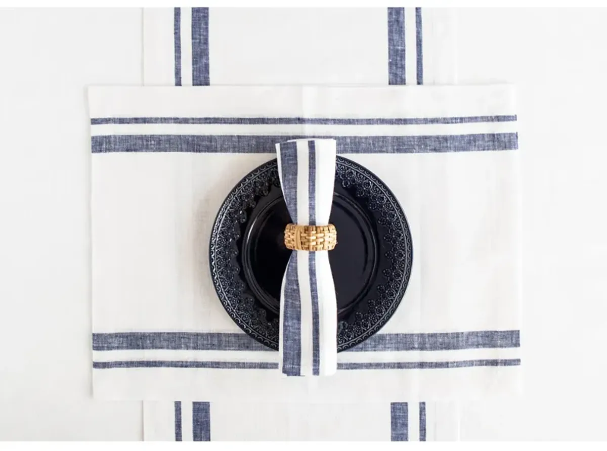 Solino Home 100% Pure Linen Table Runner | French Stripe